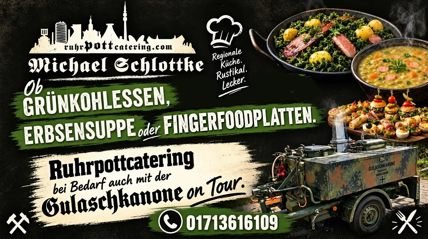 Grünkohl-Essen, Erbensuppe, Gulaschkanone oder Fingerfood im ganzen Ruhrgebiet